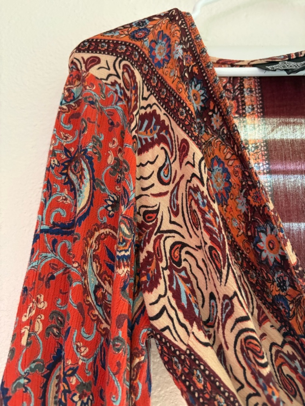 Boho Tie-Front Blouse in Rust Paisley - Angie Brand - Picture 2 of 4